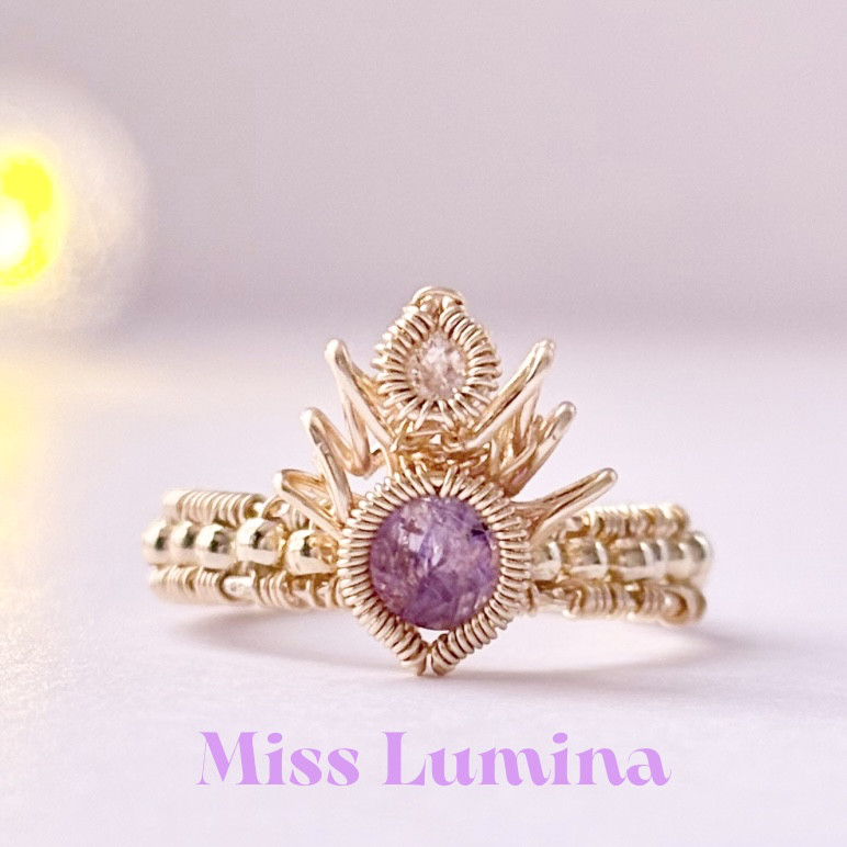Amethyst Fairy Crown アメジストと光の指輪 ワイヤージュエリー リング