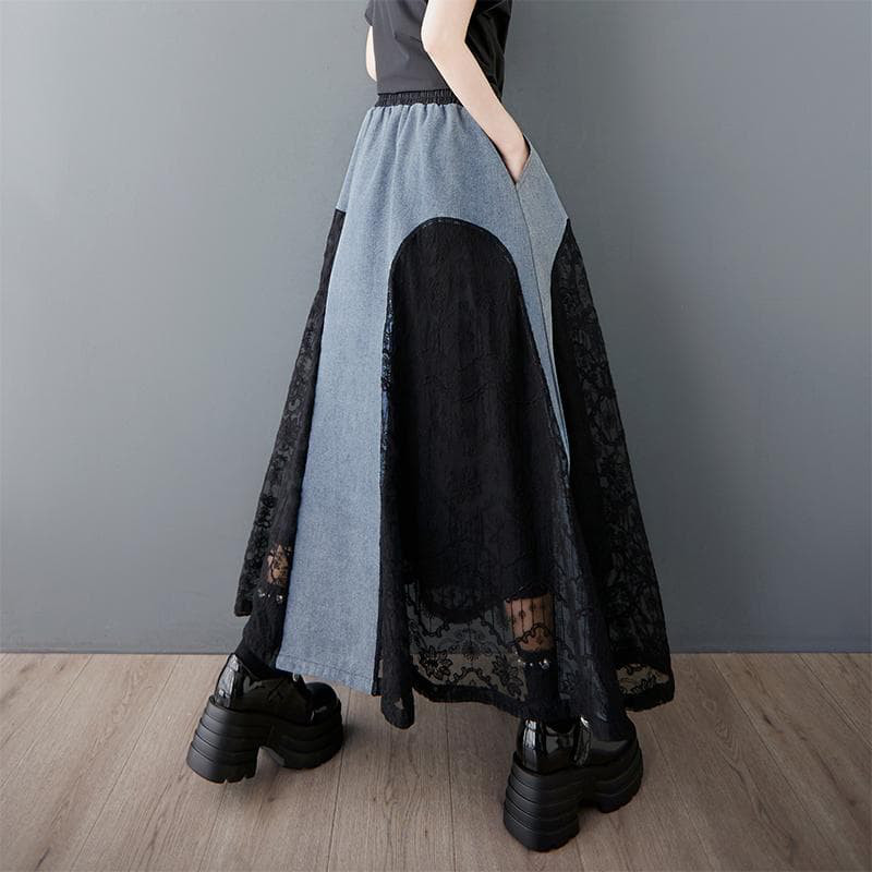 大きいサイズ スカート　レース　異素材　レディース 春夏　 新品 ロング