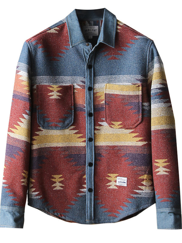 秋冬の新作日系レトロエスニックカジュアルメンズ研ぎ毛織レトロ厚手シャツジャケットラッシ