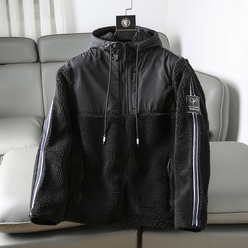 秋冬の新型メンズ衝突カラーパッチワークデザイン連帽ゆったりカジュアルダウン保温綿入れジャケットジャケットラッシュ