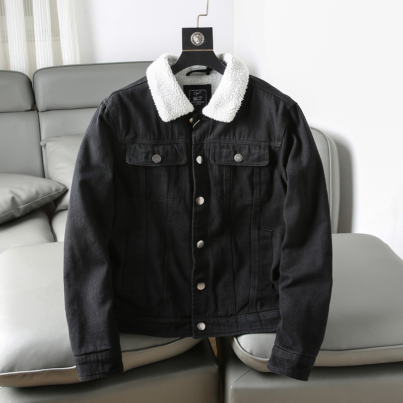 冬のアメカーキ重ポンド水洗メンズワークジャケットラムウールプラスダウン厚手カジュアルコットンコートラッシュ