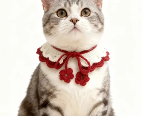 EMY's Gallery 猫襟 ワンちゃん襟 首輪 カギ編み 犬襟 つけ襟