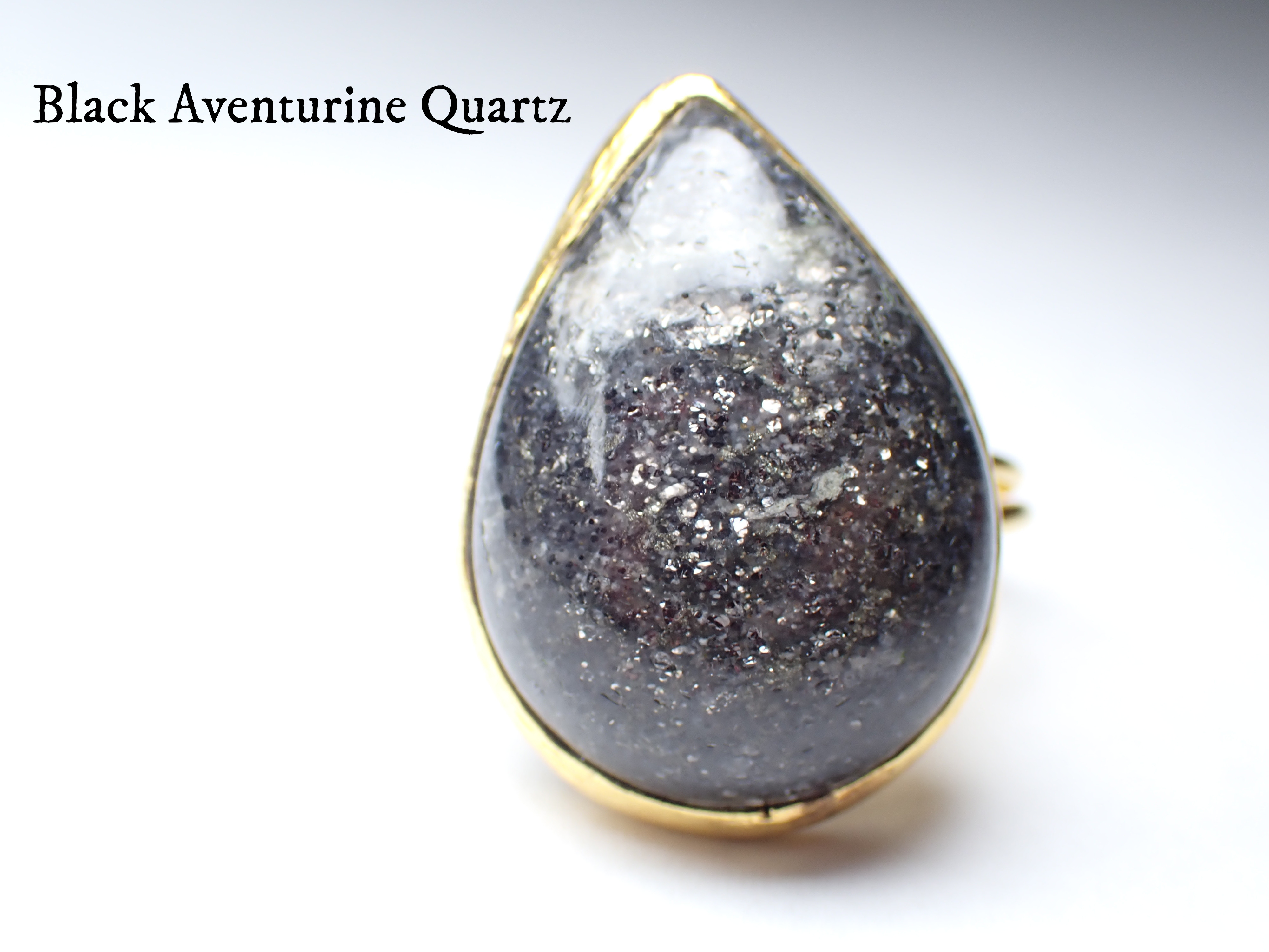 最新作◆希少「Black Aventurine Quartz」ひとめぼれリング