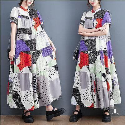 大きいサイズ レディース 春 夏 ロング　ワンピース　新品 半袖　秋