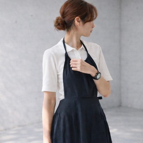 稽古着エプロン　フレンチリネン　Noir 11-15号 稽古着エプロン フレンチリネン Noir 11-15号 Lino e Lina リネン フル