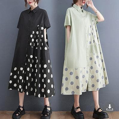 大きいサイズ レディース ワンピース　ドット柄　春夏 秋 新品 半袖 4,963円