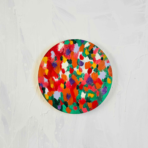 油彩 絵画 『Wild Flowers 2025』｜丸形アートパネル 直径30cm