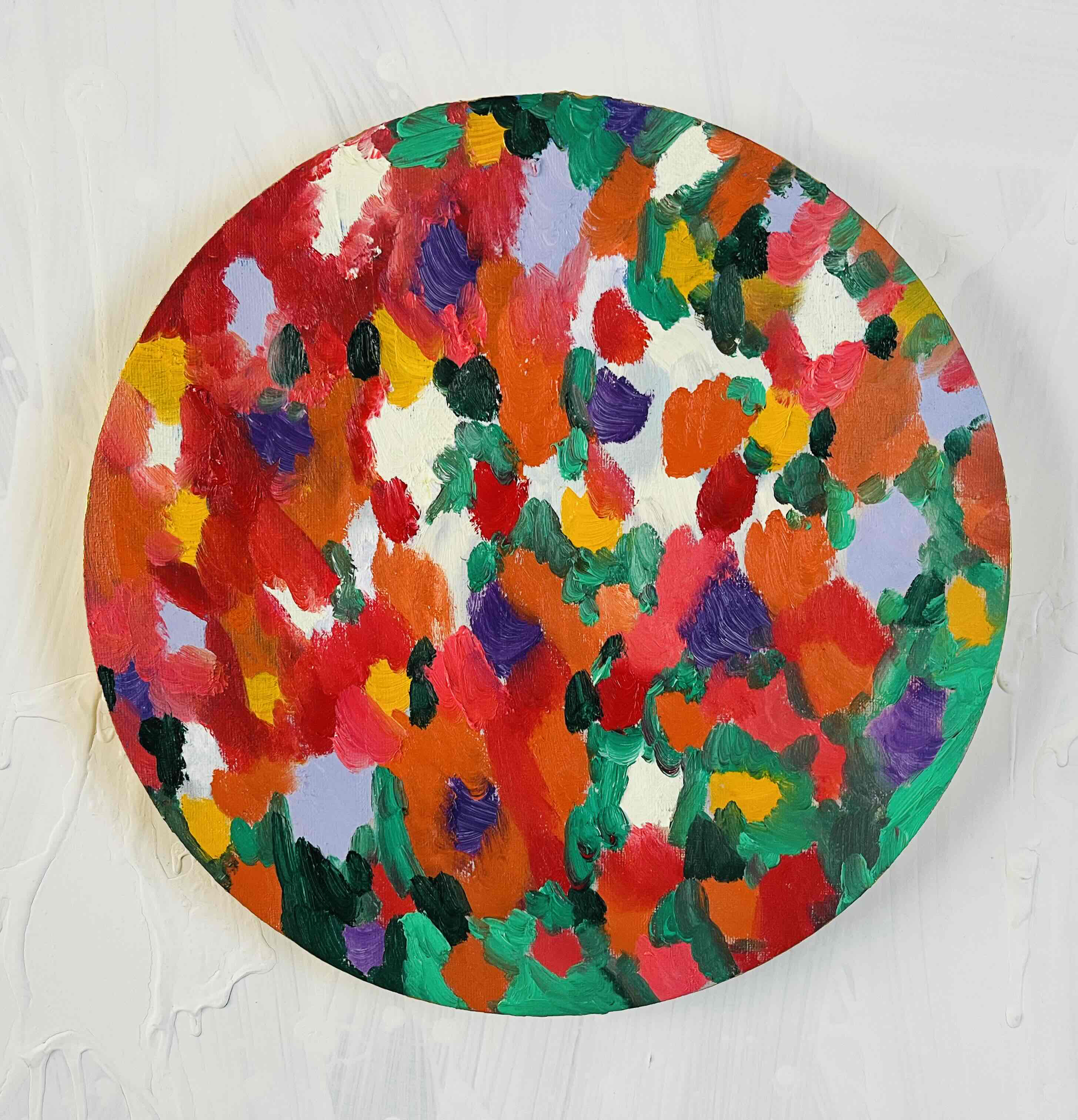 油彩 絵画 『Wild Flowers 2025』丸形直径30cm 絵画 原画 油彩 絵画 『Wild Flowers 2025』｜丸形アートパネル 直径30cm