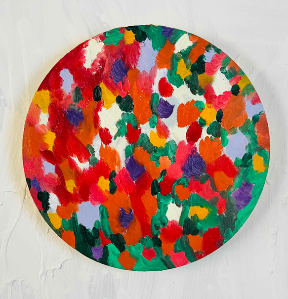 油彩 絵画 『Wild Flowers 2025』｜丸形アートパネル 直径30cm