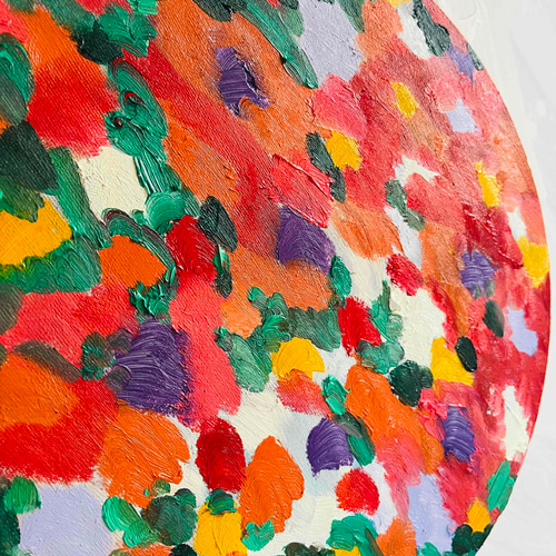 油彩 絵画 『Wild Flowers 2025』｜丸形アートパネル 直径30cm