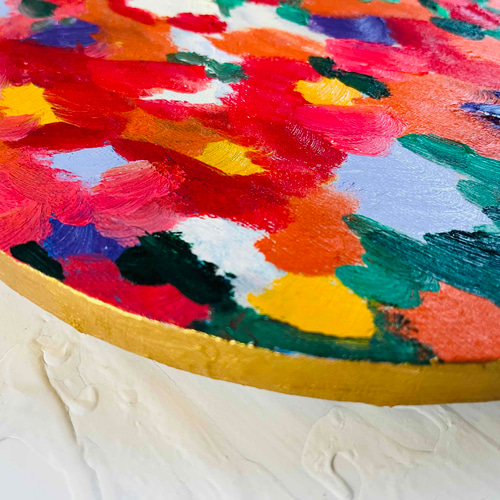 油彩 絵画 『Wild Flowers 2025』｜丸形アートパネル 直径30cm