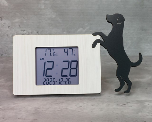 名入れ】ラブラドールレトリーバー 黒 温湿度・カレンダー付き