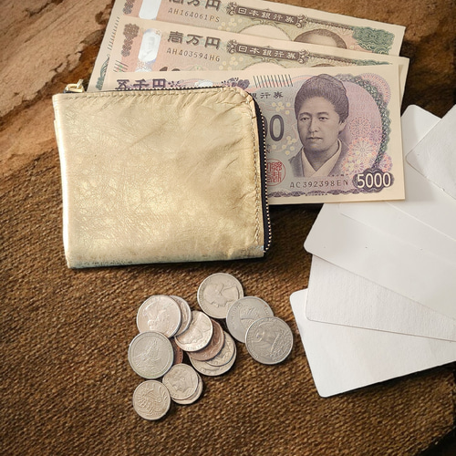 馬革　ゴールド　L字ハーフ　コンパクト　サブ財布に！ 馬革 ゴールド L字ハーフ コンパクト サブ財布に！ その他ミニ財布