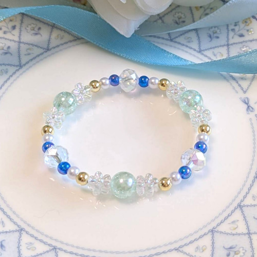 キッズ向け】花ビーズブレスレット(B12) ブレスレット Bon Bijoux