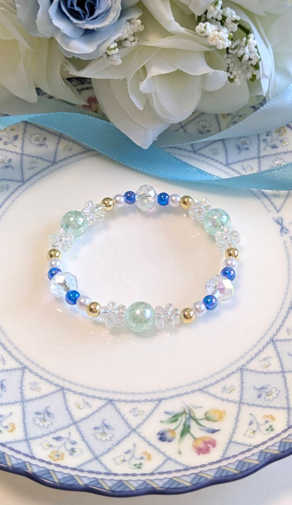 キッズ向け】花ビーズブレスレット(B12) ブレスレット Bon Bijoux