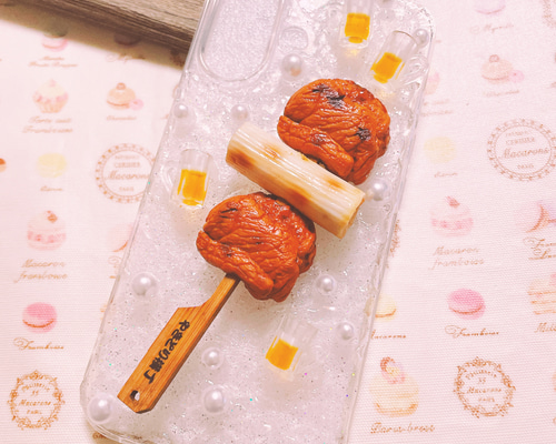 デコ 焼き鳥とビールのホイップデコ iPhone16ケース 食品サンプル