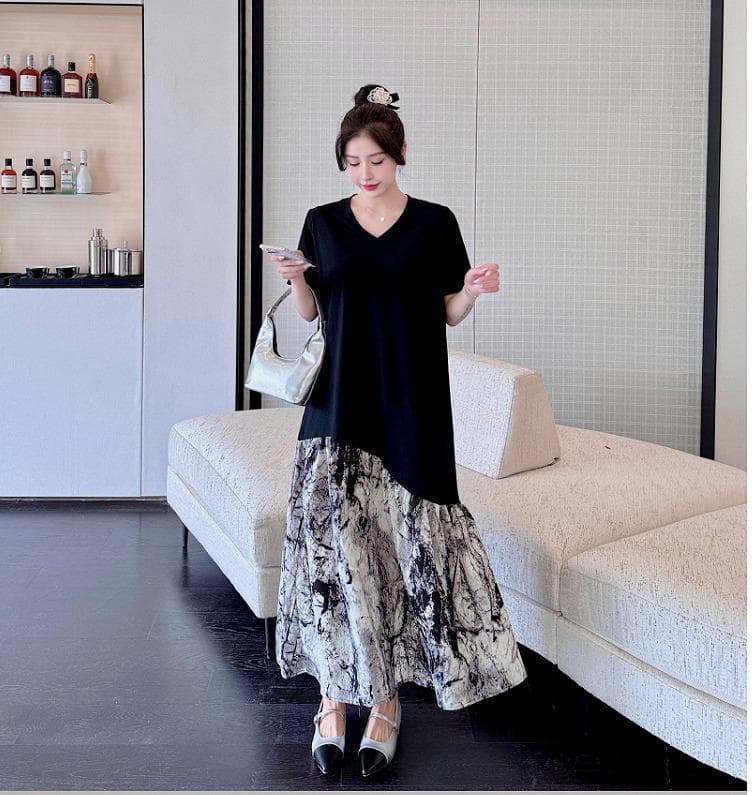 大きいサイズ レディース ワンピース　ロング　春夏 秋 新品 半袖