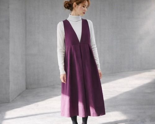 ★★★試着のみ美品★MAGALI★リネン★ワンピース★グレー★くるみボタン★★★ 試着のみ美品☆MAGALI☆リネン☆ワンピース☆グレー☆