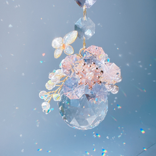 桜SAKURA桜SWAROVSKIオーナメント✩.*˚ 置き型サンキャッチャー サンキャッチャー（スワロフスキー）：クリスタルツリー 桜 AB