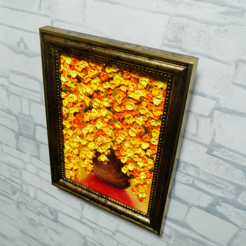 油絵 ミニ絵画 油彩画 【ミモザ】 絵画 原画 絵画 HR 通販 20278222