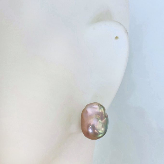 【15%OFF】希少 無穴 グレーバロックパールピアス イヤリング クリスタル付きオイスターパール 【15%OFF】希少 無穴 グレーバロックパールピアス イヤリング クリスタル付きオイスターパール