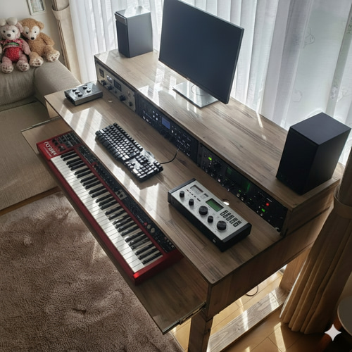 DTMデスク S-152-70 スライドラック付き キーボード シンセサイザー