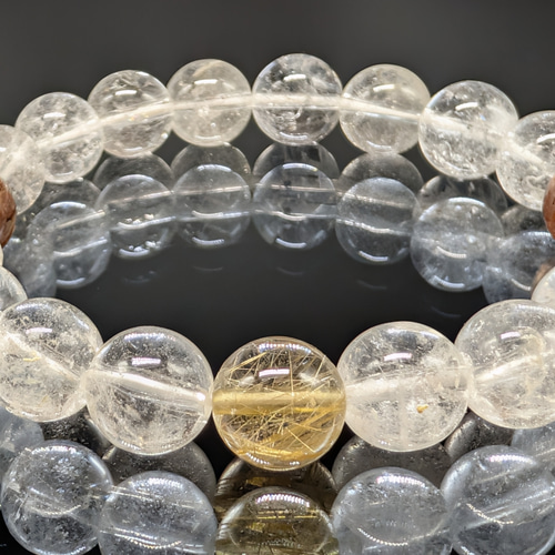 水晶超透明♡ゴールドルチル デザインブレスレット 水晶超透明♡ゴールドルチル デザインブレスレット 水晶超透明