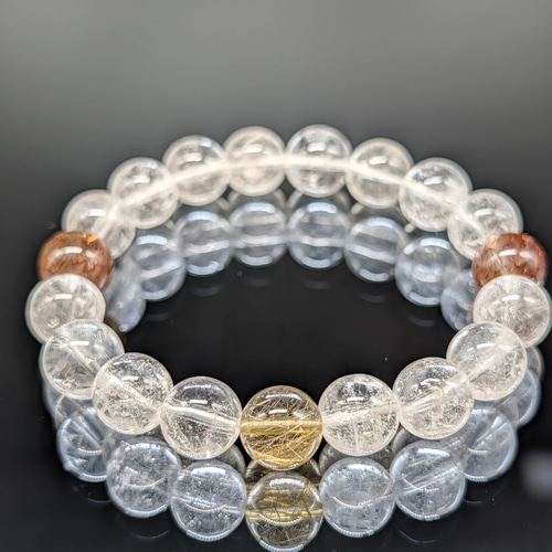 水晶超透明♡ゴールドルチル デザインブレスレット 水晶超透明♡ゴールドルチル デザインブレスレット 水晶超透明