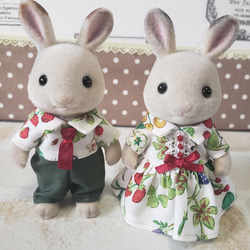 ブライス・リカちゃんミモザ柄ワンピースセット グレー系 その他人形