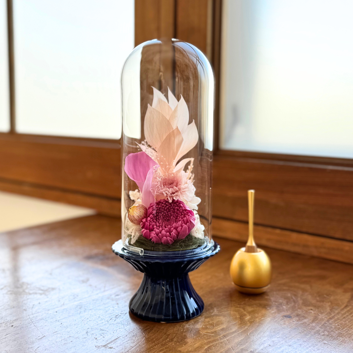 プリザーブドフラワー 仏花 枯れないお花 お供え お供え花 ガラスドーム おしゃれ かわいい お盆 法