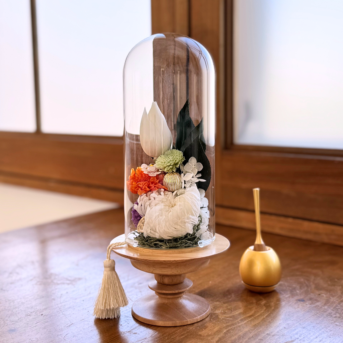 プリザーブドフラワー 仏花 枯れないお花 お供え お供え花 ガラスドーム おしゃれ かわいい お盆 法