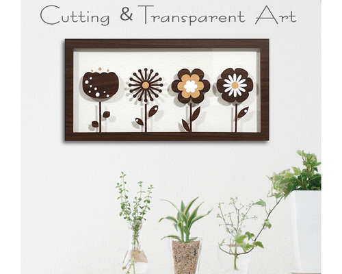 壁掛け 切り絵・透過アート【北欧の花 おはよう こんにちは 単品 v4