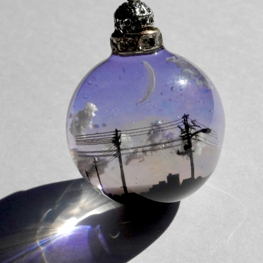 雲レジン　日常　空珠  黄昏時　オススメ紐ペンダン