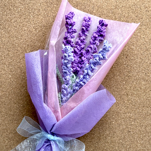 ラベンダー 枯れない花 かぎ針編み ニットの花 受注製作 アート
