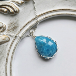 一点物】雫 アパタイトの ワイヤーラッピング ペンダント トップ