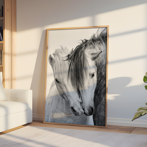 アートポスター 干支 午年 馬 モノクロ写真 2026 白黒 ナチュラル 北欧