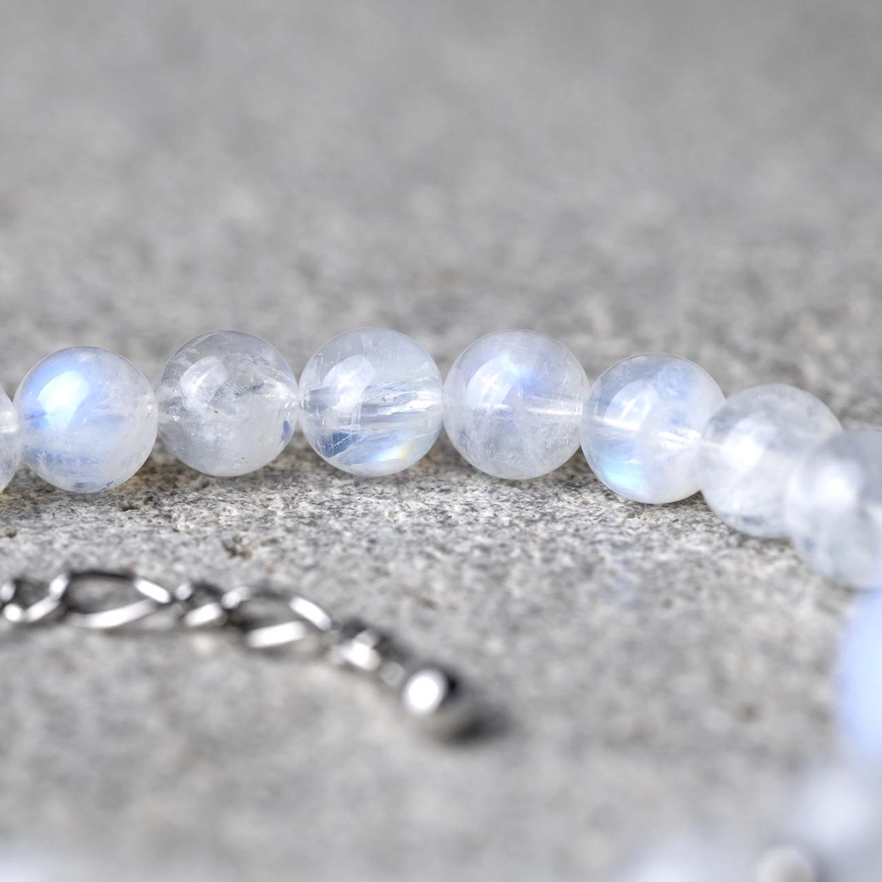 ブルーレースアゲート / レインボームーンストーン 天然石アクセサリー ブレスレット　- suzukaze22