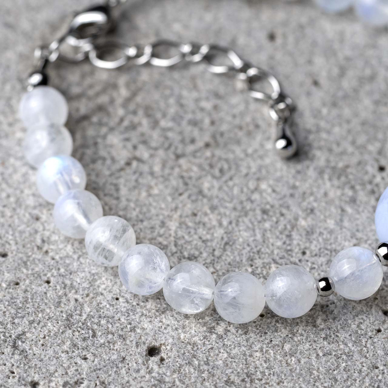 ブルーレースアゲート / レインボームーンストーン 天然石アクセサリー ブレスレット　- suzukaze22