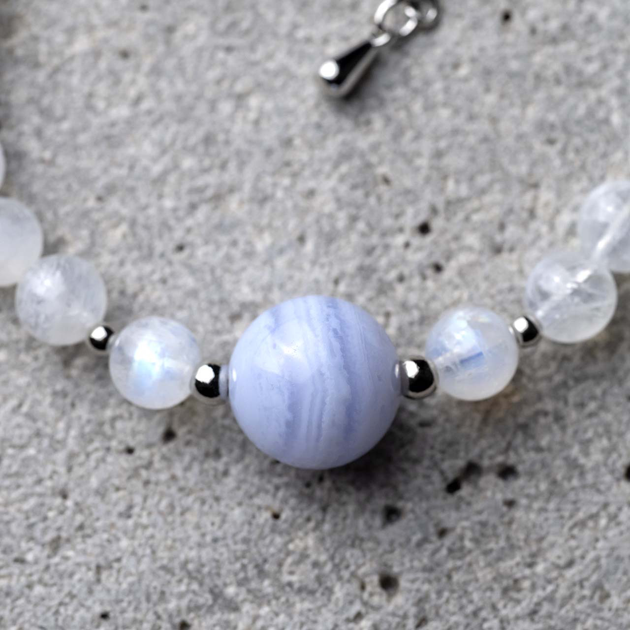 ブルーレースアゲート / レインボームーンストーン 天然石アクセサリー ブレスレット　- suzukaze22