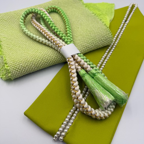 スーパーSALL】6578正絹総絞り帯揚げ＆重ね衿（パール付） 帯締め