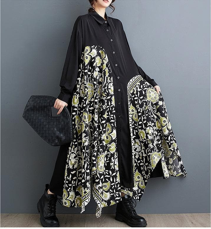 【大きいサイズ】 レディース ロング　ワンピース　春夏 秋 新品 長袖　ゆったり