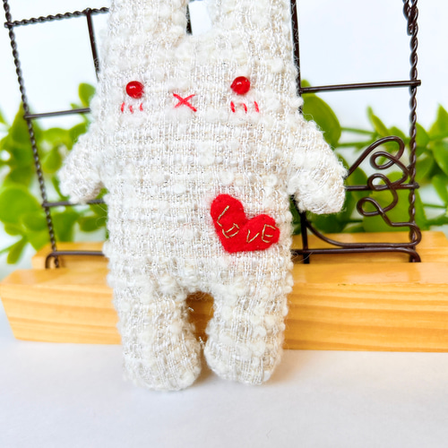 きらきらツィード うさぎさんのぬいぐるみ バッグチャーム 羊毛