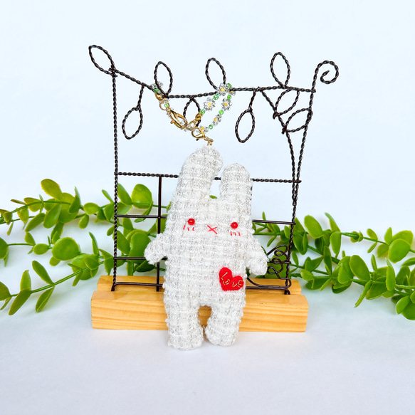 きらきらツィード うさぎさんのぬいぐるみ バッグチャーム 羊毛