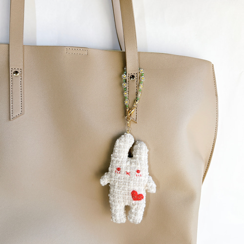 きらきらツィード うさぎさんのぬいぐるみ バッグチャーム 羊毛