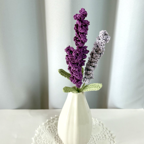 ラベンダー3本 枯れない花 ブーケ かぎ針編み ニットの花 受注製作