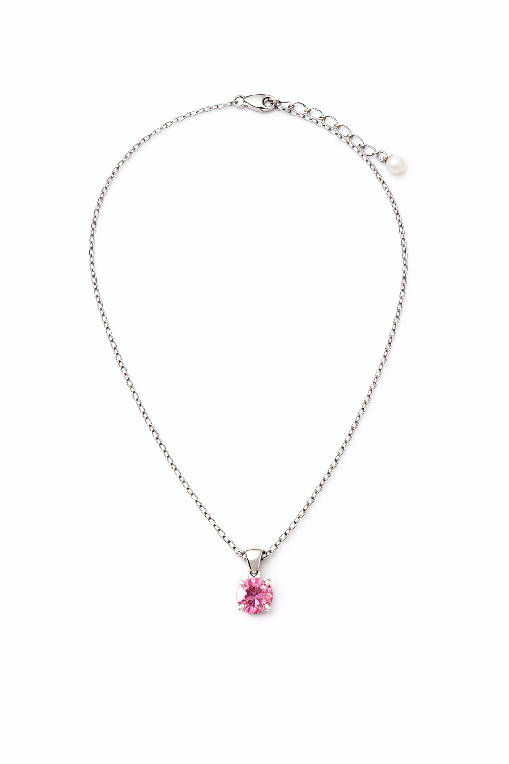 やさしく彩る Sakura Pink 1.0ct モアサナイト ネックレス（6.5mm）SV925×ステンレス