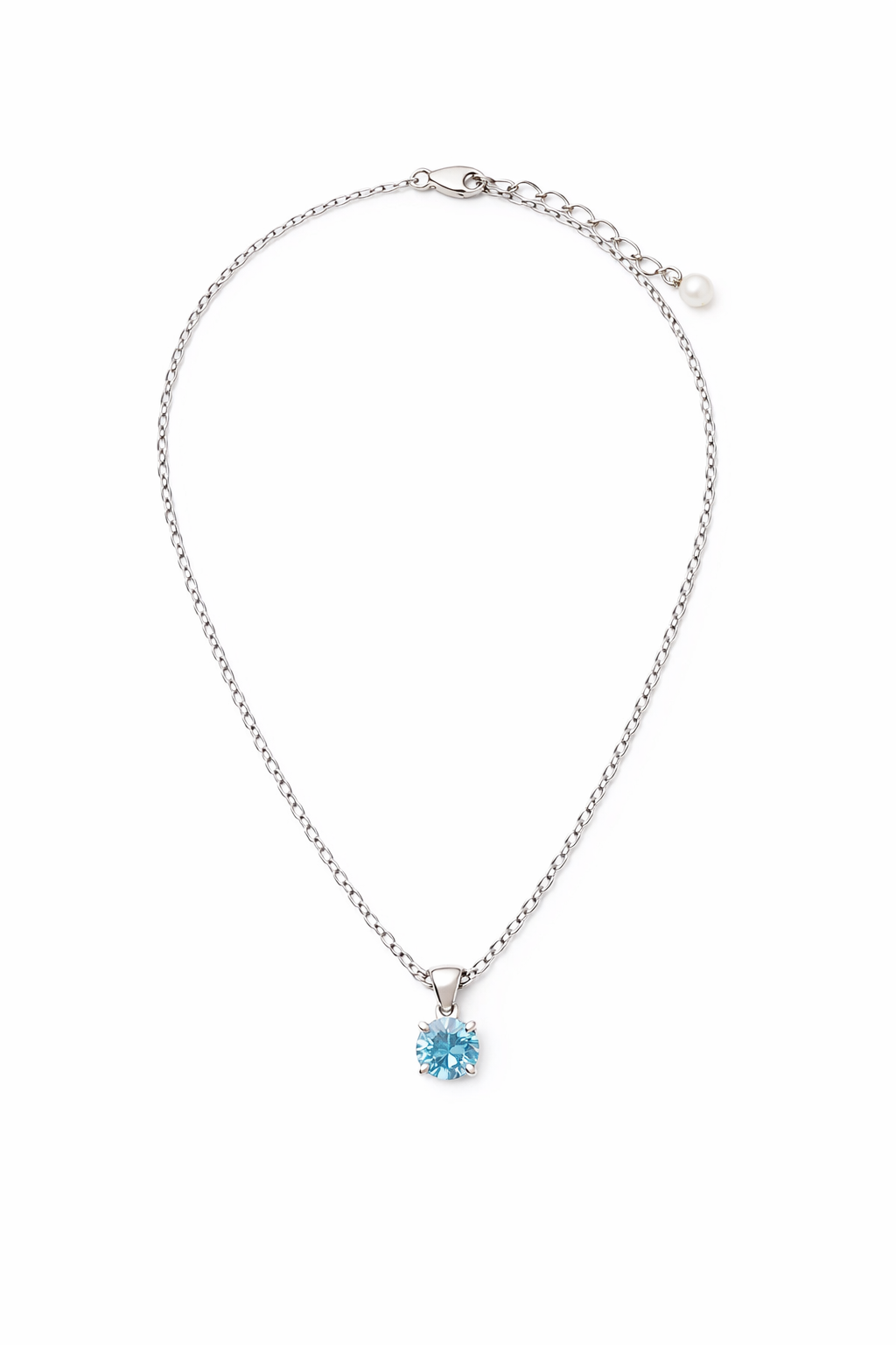 凛と輝く Royal Blue 1.0ct モアサナイト ネックレス（6.5mm）SV925×ステンレス