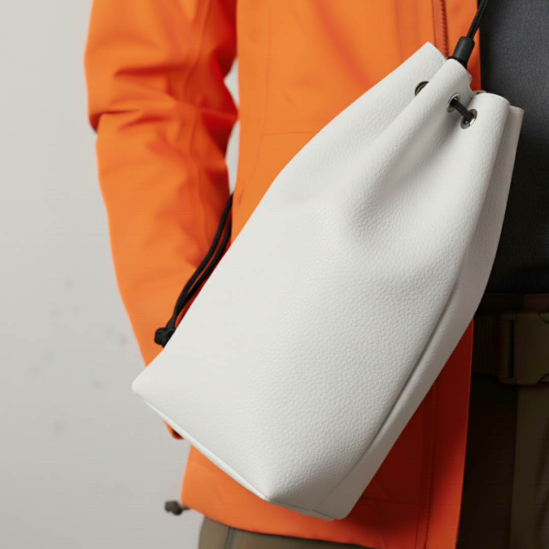 ゴアテックス仕様レザー ホワイト巾着バッグ｜DRITTON G8｜防水・透湿｜サイズオーダー対応