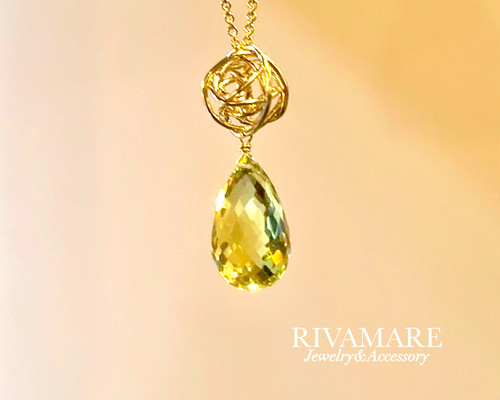 最高品質 約14mm 超大粒レモンクォーツ ネックレス マイクロカット