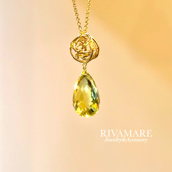 最高品質 約14mm 超大粒レモンクォーツ ネックレス マイクロカット